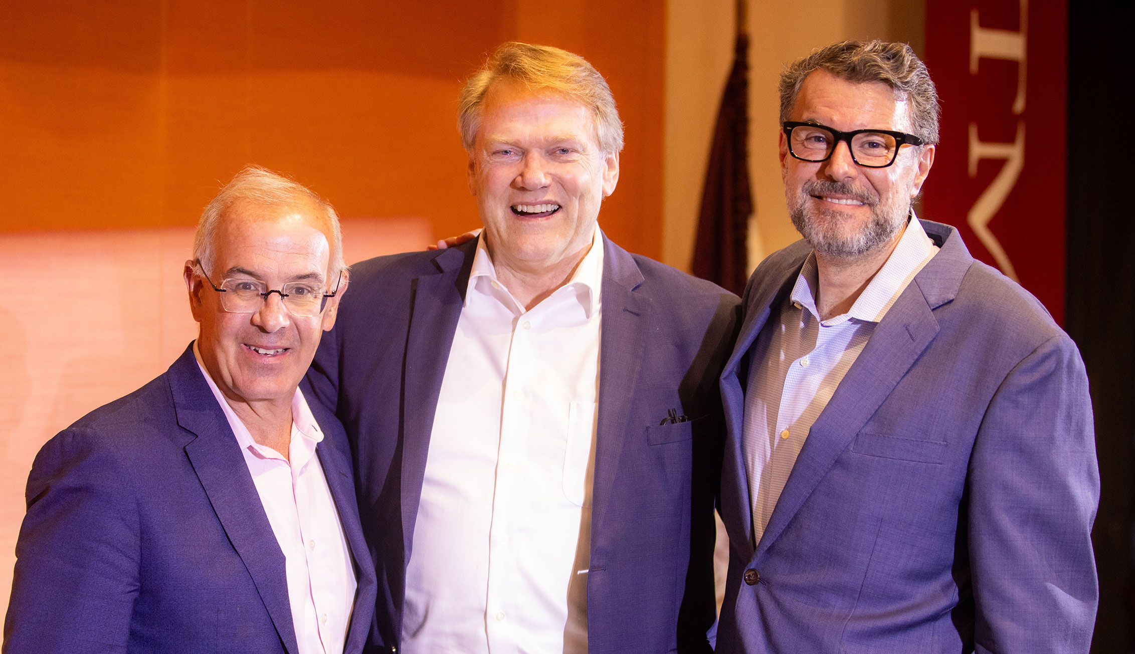 David Brooks, Gayle Beebe and Charles Duhigg at the 2025 LEAD Conference