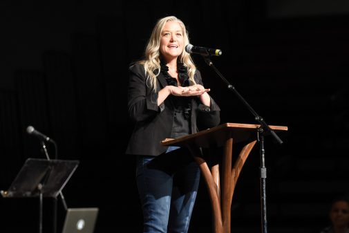 Alumna Shauna Niequist in chapel