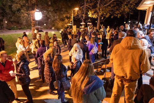 Community member gathered after the event for soup and conversation