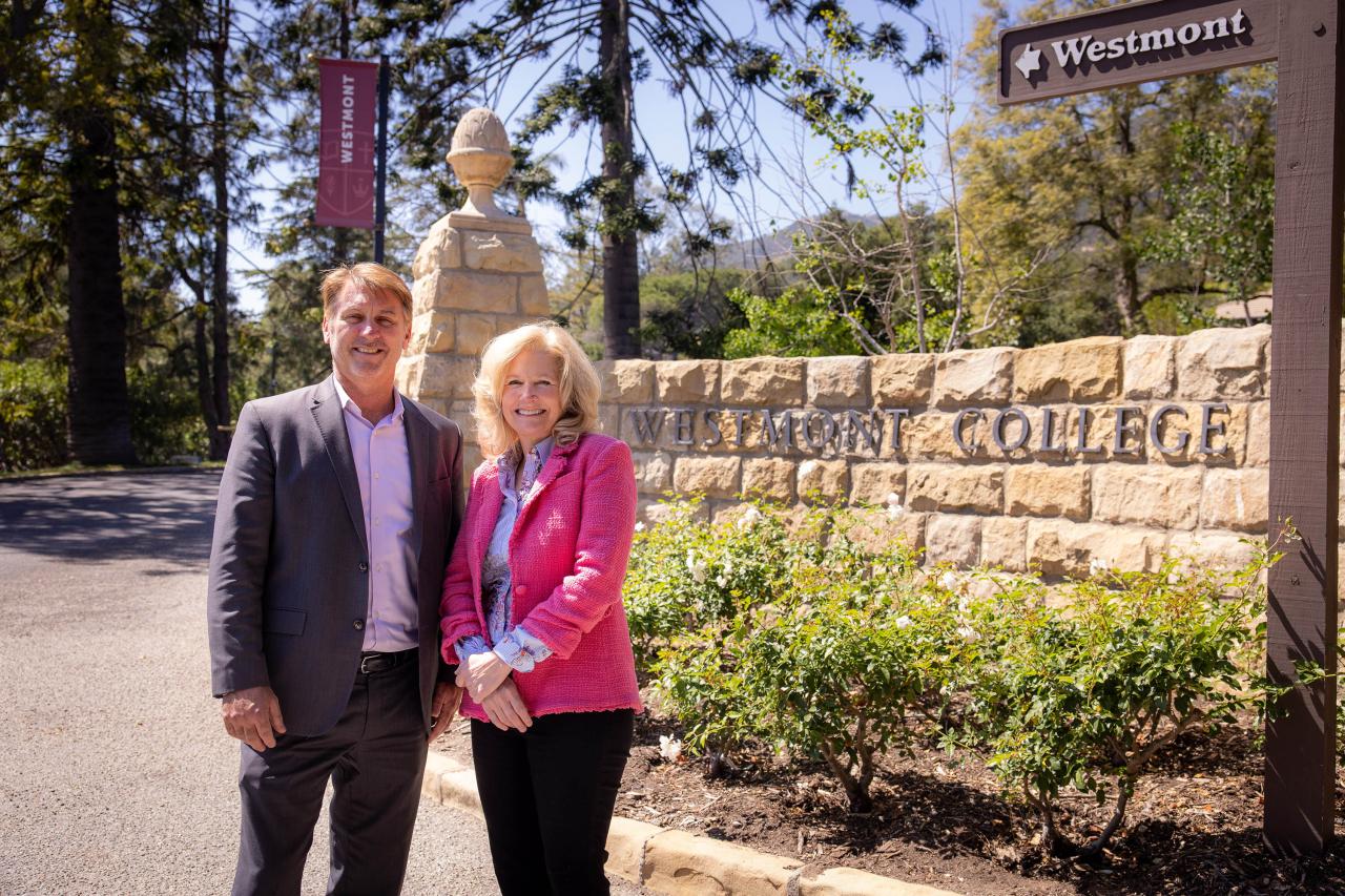 Becchio and Hawkins at Westmont entrance
